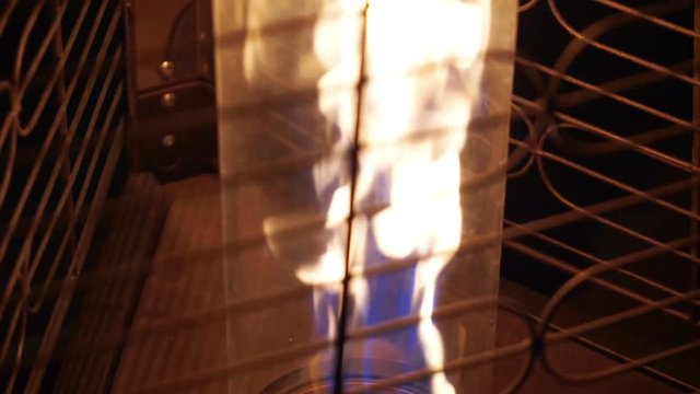 Fireplace in a cage in slow motion 180fps