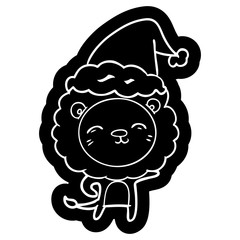 cartoon icon of a lion wearing santa hat
