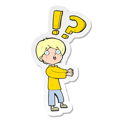 sticker of a cartoon confused man