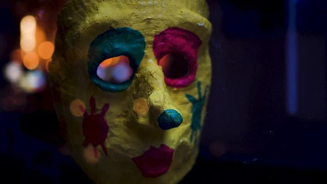Dutch Carnival colours on a mask in Maastricht, Netherlands, vastenavond carnaval 4k footage, fancy dress, big dutch party