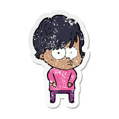 distressed sticker of a cartoon woman