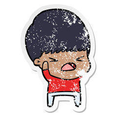 distressed sticker of a cartoon stressed man