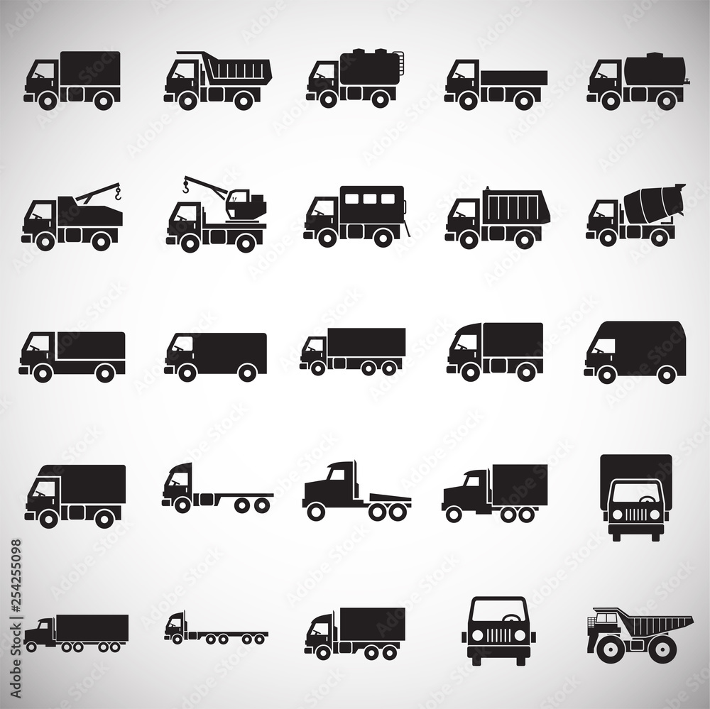 Poster truck icons set on white background for graphic and web design. simple vector sign. internet concept