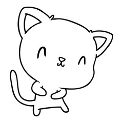 line drawing of cute kawaii cat
