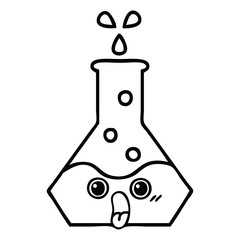 line drawing cartoon science beaker