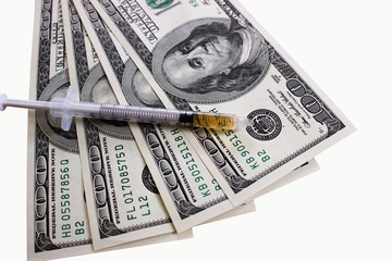 Money and drugs. The death of society. Dollars, drugs, suffering.