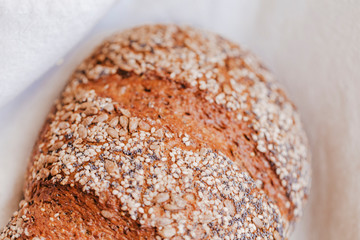 bread with seeds. Close up. bakery concept