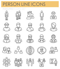 Person icons set on white background for graphic and web design. Simple vector sign. Internet concept symbol for website button or mobile app.