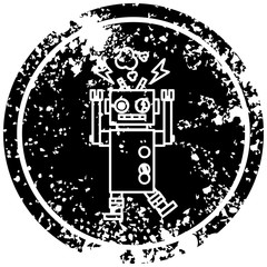 Obraz premium malfunctioning robot distressed icon