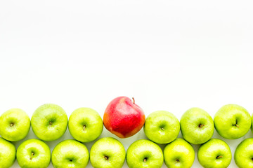 summer fruit pattern with apples on light background top view copyspace