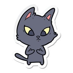 sticker of a confused cartoon cat