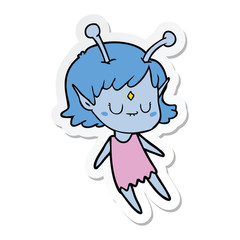 sticker of a cartoon alien girl