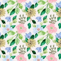 cute floral and dot seamless pattern