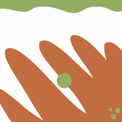 Vector abstact art. Frame made of colorful brown, green spots, circles. Simple illustration template for invitations, cards and other design. White background