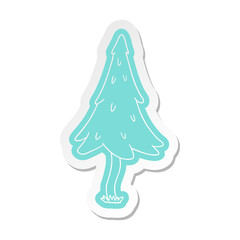 cartoon sticker of woodland pine trees