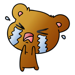 gradient cartoon of a cute crying bear