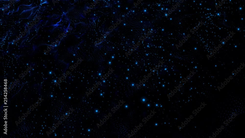 Poster 4k abstract wave dots white in black background. fly move background motion background for cyberspac