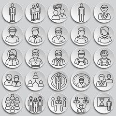 Person icons set on plates background for graphic and web design. Simple vector sign. Internet concept symbol for website button or mobile app.