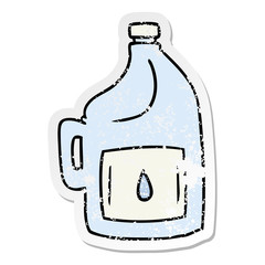 distressed sticker cartoon doodle of a large drinking bottle