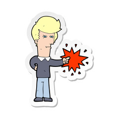 sticker of a cartoon man pointing