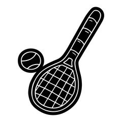 cartoon icon drawing tennis racket and ball