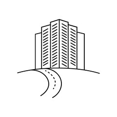 Road to skyscraper sign.