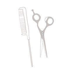 A set of drawings in the vector, the attributes of hairdressing and accessories for the wizard