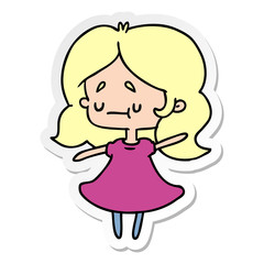 sticker cartoon of a cute kawaii girl