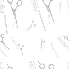 Seamless pattern illustration in vector, attributes and hairdressing accessories