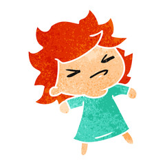 retro cartoon of a cute kawaii girl