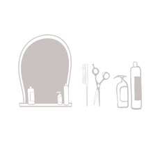 A set of drawings in the vector, the attributes of hairdressing and accessories for the wizard