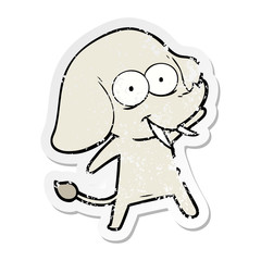 Obraz premium distressed sticker of a happy cartoon elephant