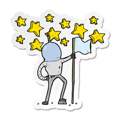 sticker of a cartoon amazing astronaut