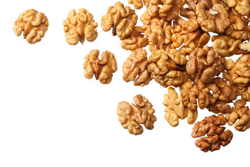 walnuts isolated on white background top view