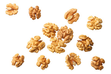 walnuts isolated on white background top view