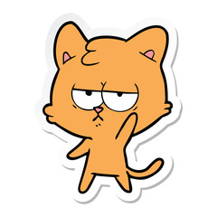 sticker of a bored cartoon cat