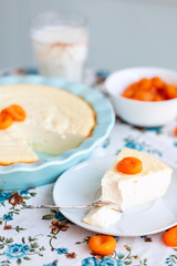 Cottage cheese casserole served. Healthy nutrition breakfast