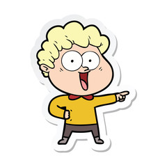 sticker of a cartoon happy man
