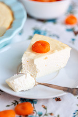 Cottage cheese casserole served. Healthy nutrition breakfast
