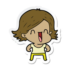 Obraz premium sticker of a cartoon happy woman