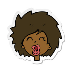 sticker of a cartoon woman screaming