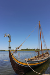 Fototapeta premium clinker built dragon head viking ship in Ladby