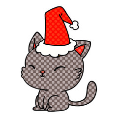 christmas cartoon of kawaii cat
