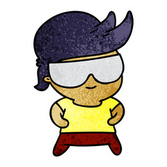 textured cartoon kawaii kid with shades