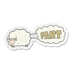 sticker of a cartoon farting sheep