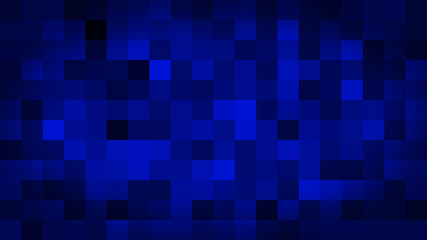 Blue motion abstract background colorful pixels flashing and switch. Animation background glowing of mosaic tiles. Moving technology squares with shine light. 