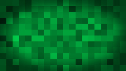 Fototapeta premium Green motion abstract background colorful pixels flashing and switch. Animation background glowing of mosaic tiles. Moving technologic squares with shine light. Abstract Red Squares background