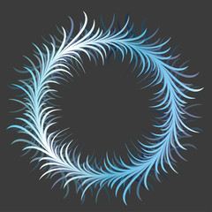 Vector winter prickly round blue frame on dark background. Framing for greeting cards, motivational lettering and  invitations.