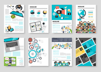Set of Flyer Design, Web Templates for business, management and technology. Business presentation templates. Flat vector illustration