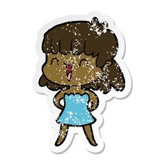 distressed sticker of a cartoon woman
